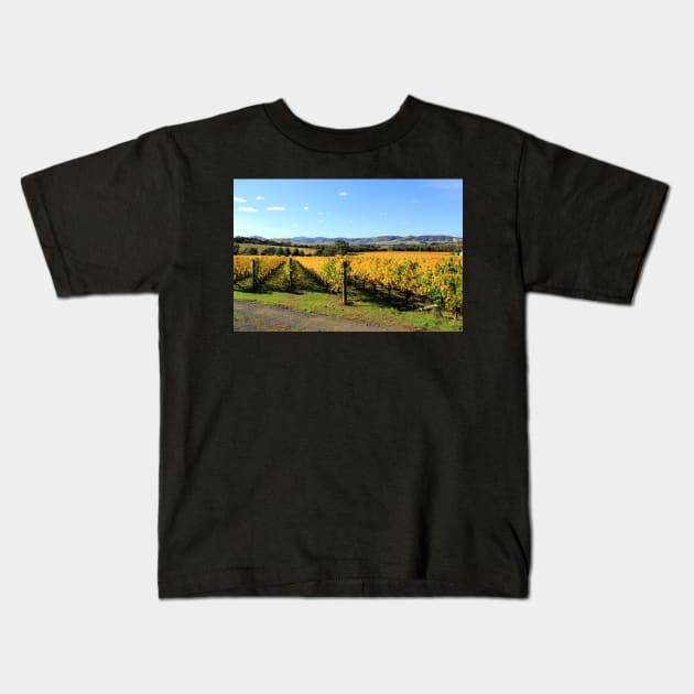 Autumn in the vineyard, Coal River Valley, Tasmania Kids T-Shirt by Kirkcov